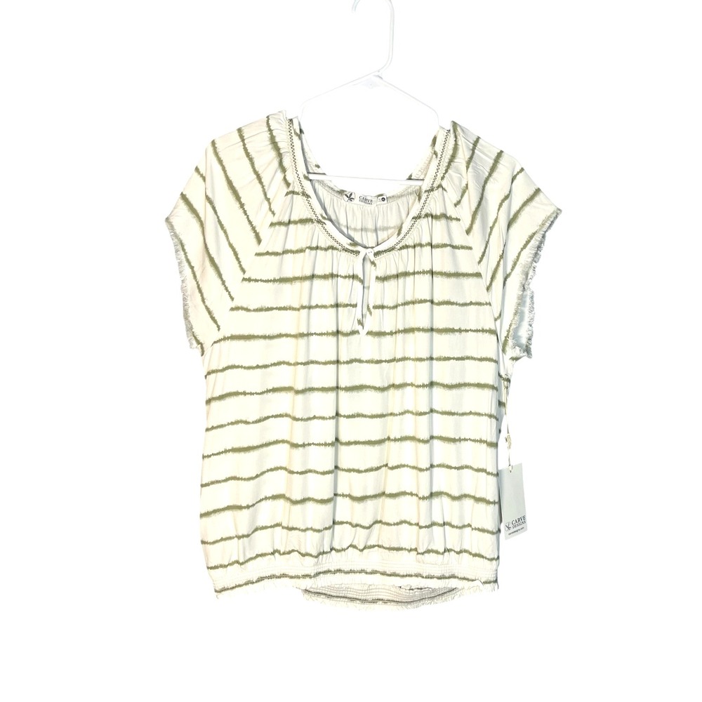 Carve Designs NWT Women's Olive Tie Dye Stripe Blouse Top XL Boho